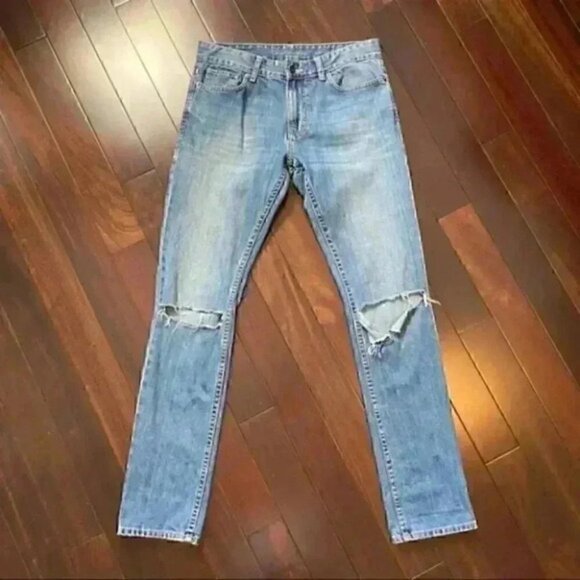 Calvin Klein Men’s Jeans Slim Fit Distressed 100% Cotton Stonewash Blue Size 31 - Picture 8 of 16